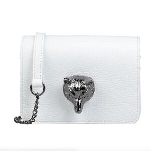 Studio moda white leather mini handbag shoulder crossbody made in Italy wolf